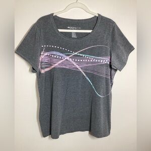 Macy’s ID Ideology Women’s 1X Top Gray with Pink Print Activewear
